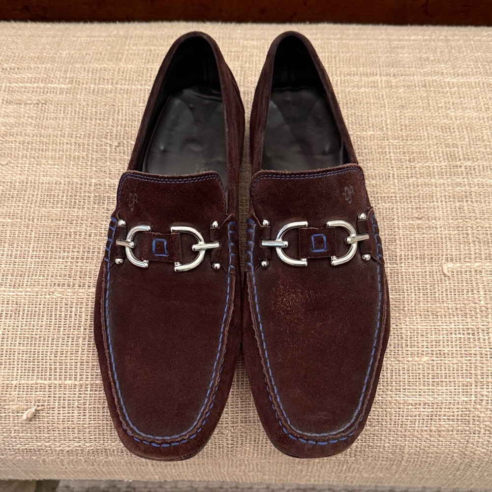 Donald J. Pliner Dark Brown Loafers with Silver Details